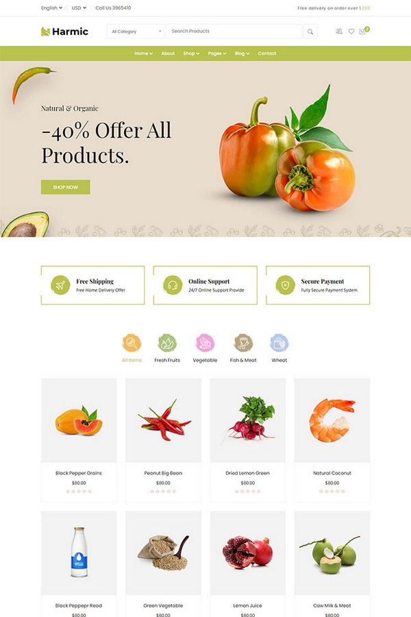 蔬菜水果生鲜超市电商网站模板免费版