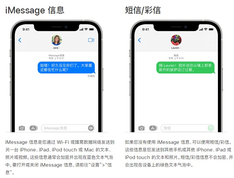 iphone蓝色和绿色短信分别是什么意思