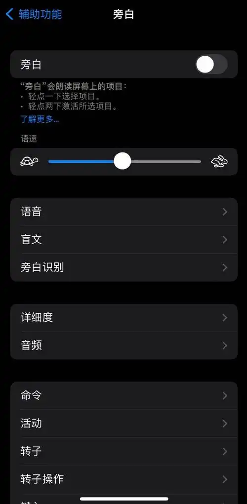 iPhone已连接盲文显示器的旁白触感开启方法