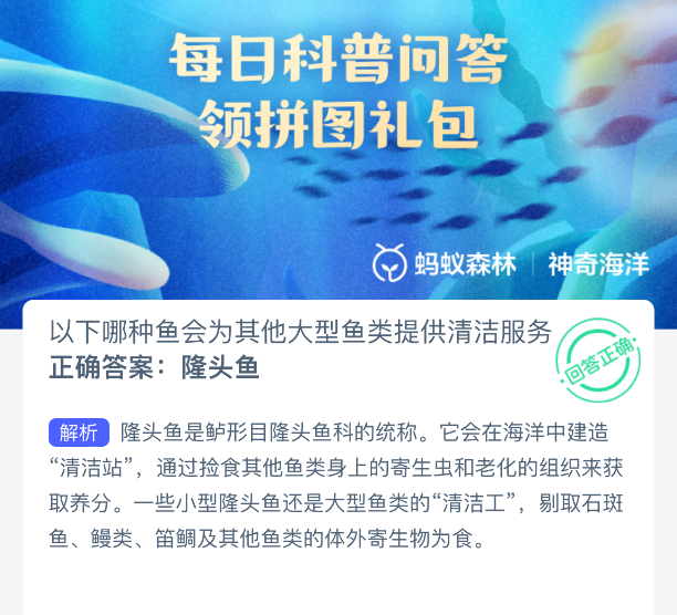 神奇海洋2025年11月6日今天答案是什么