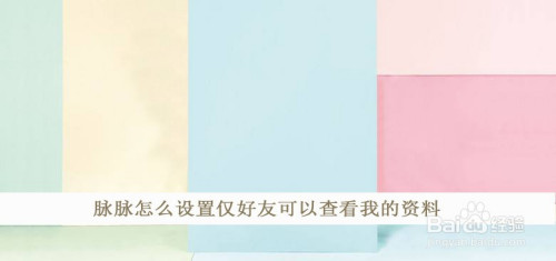 脉脉如何设置仅好友可以查看我的资料