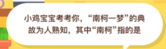 南柯指的是什么？2020年11月08日蚂蚁庄园今日课堂答题