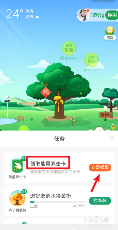 支付宝蚂蚁森林双击能量卡如何获得