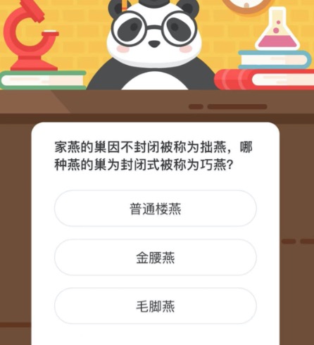 家燕的巢因不封闭被称为拙燕，哪种燕的巢为封闭式被称为巧燕？微博森林驿站1月1日今日答题答案