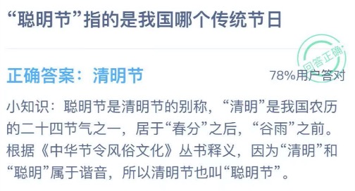 聪明节是我国哪个传统节日？支付宝小鸡庄园1月6日正确答案