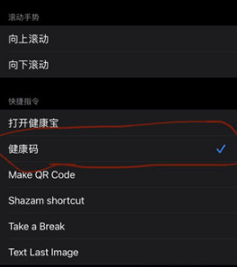 支付宝健康码快捷指令在哪里