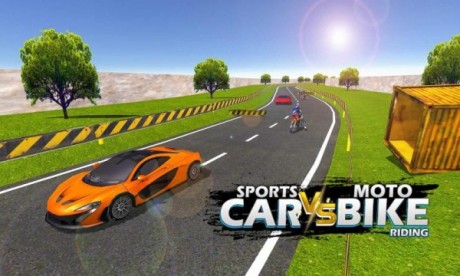 Sports Car vs Moto Bike Riding3