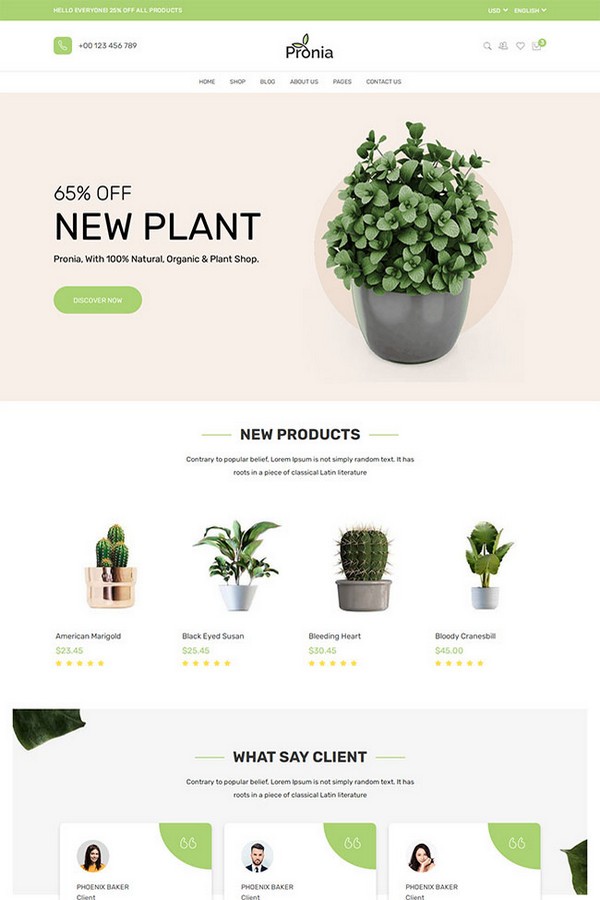 花卉植物在线销售网站模板免费版