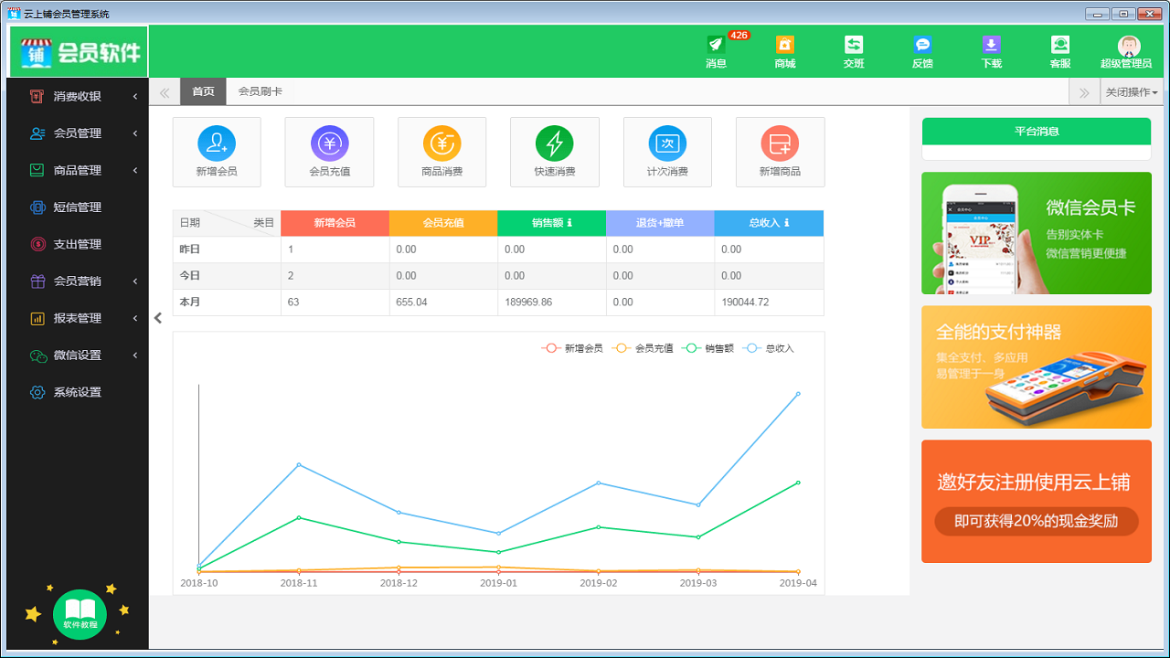 云上铺培训中心会员管理系统v4.50