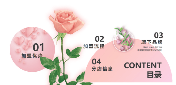 粉色清新鲜花预定项目介绍PPT模板免费版