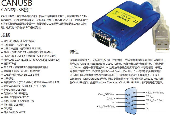 USB转CAN驱动程序免费版v1.300