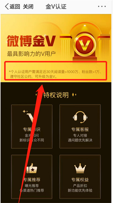 微博成为金V需要哪些条件