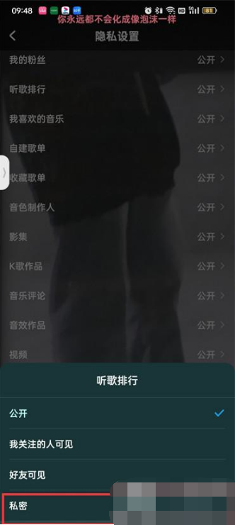 酷狗音乐听歌排行榜如何隐藏