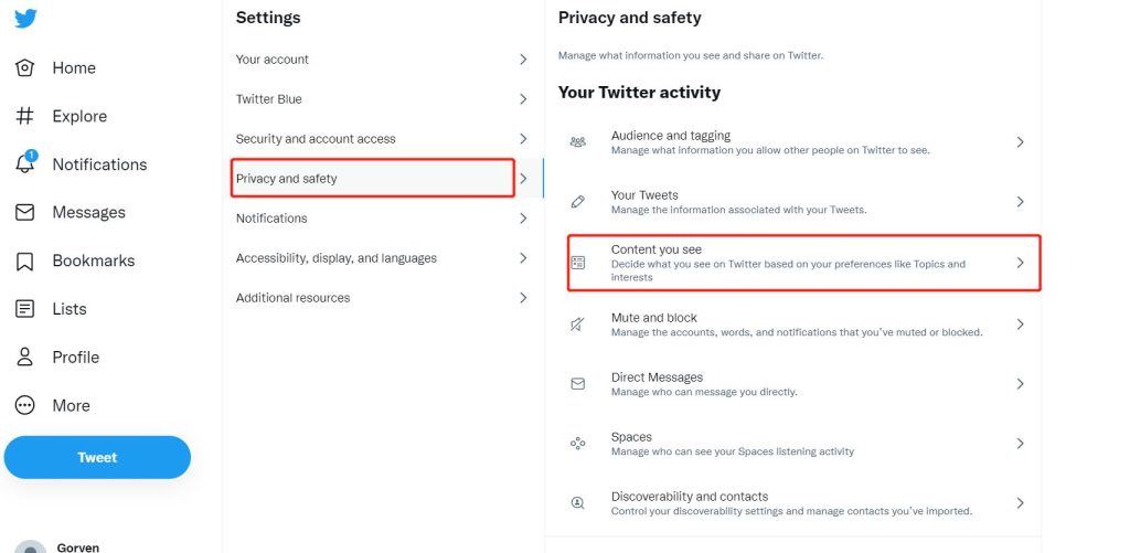推特隐私和安全设置怎么解除