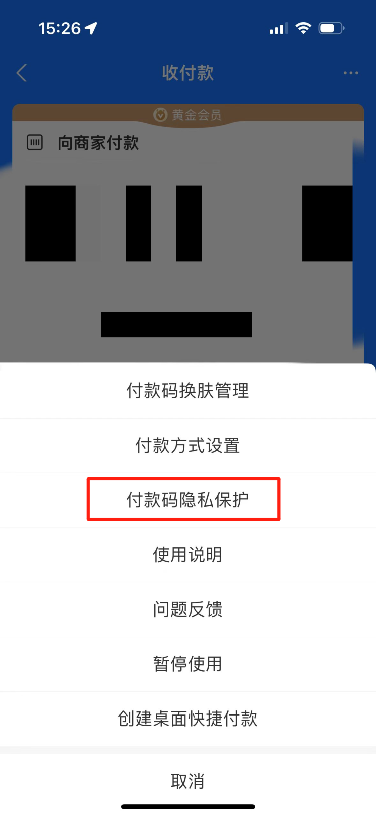 支付宝自动隐藏付款码怎么弄