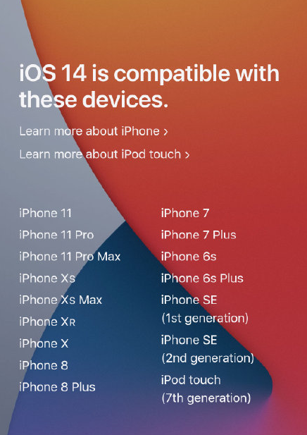 ios14适配哪些机型