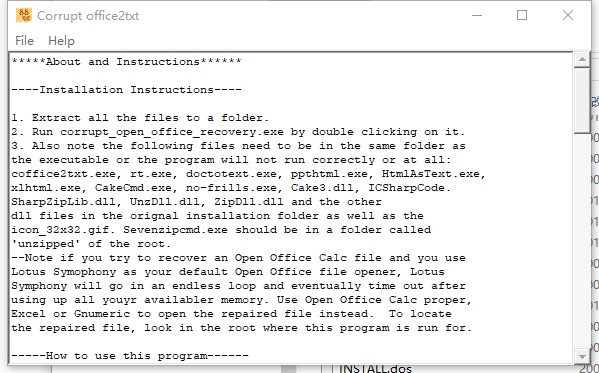 Corrupt office2txt