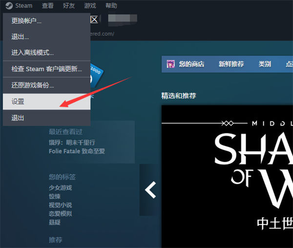 steam低带宽模式怎么设置