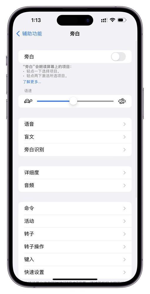 iPhone旁白触感向后导览开启位置