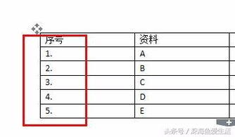 Word表格中自动生成序号的方法