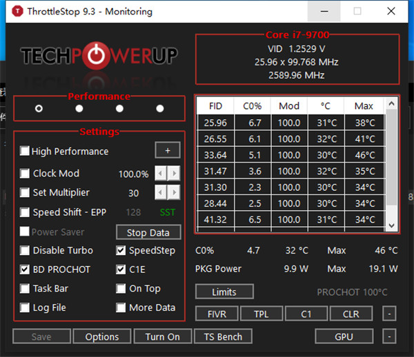 CPU调频神器ThrottleStop