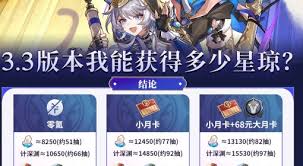 崩坏星穹铁道3.3版本能获取多少星琼