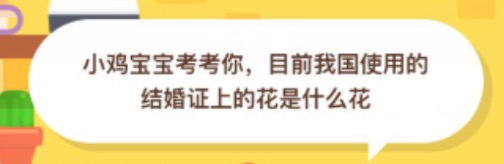 目前我国使用的结婚证上的花是什么花？支付宝蚂蚁庄园2020年9月16日答案