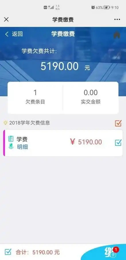 易校园怎样查看缴费明细